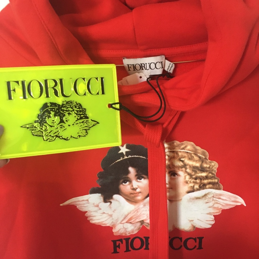 /SOLD/Fiorucci Crop Hoodie Sweater Angels Red Sz M - Picture 6 of 8